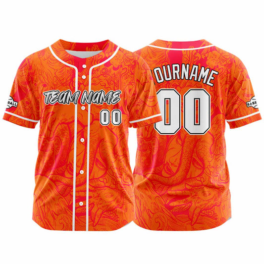 Benutzerdefinierte Baseball Jersey Personalisierte Baseball Shirt genäht und Druck Orange