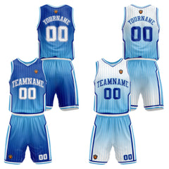 Benutzerdefinierte Blau Reversible Basketball Jersey Personalisierte Name Nummernlogo drucken