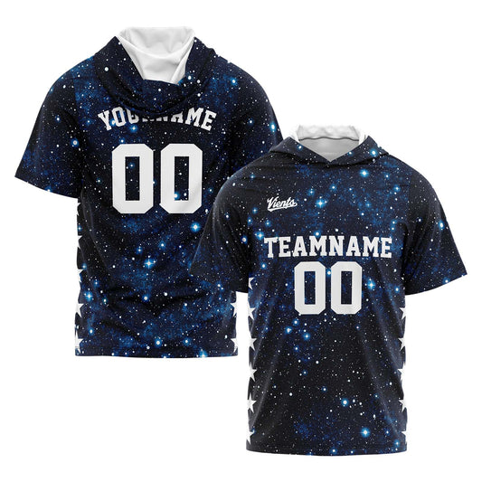 Benutzerdefinierte Marine Kurzarm-Kapuzenpullover für Männer Frauen Hemden mit Kapuzen gedruckt Name Logo