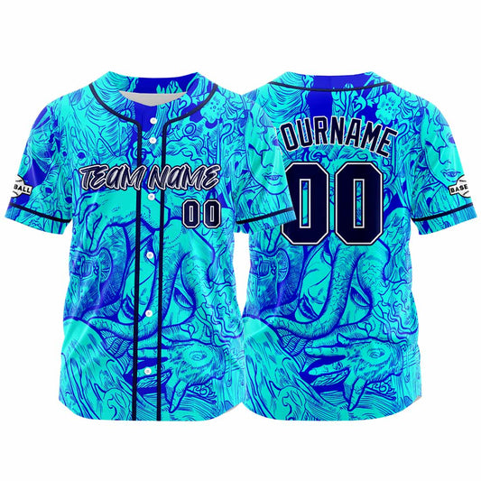 Benutzerdefinierte Baseball Jersey Personalisierte Baseball Shirt genäht und Druck Blau