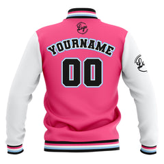 Benutzerdefiniert Rosa Weiß Schwarz Wasserdichte Varsity Jacken Personalisiert genäht Name Nummer Logo zu Letterman Jacken