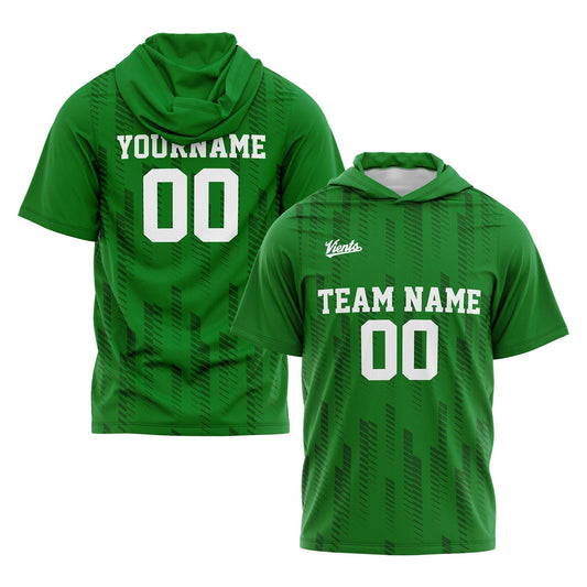 Benutzerdefinierte Grün Kurzarm-Kapuzenpullover für Männer Frauen Hemden mit Kapuzen gedruckt Name Logo