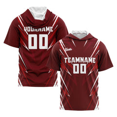 Benutzerdefinierte Drak Rot Kurzarm-Kapuzenpullover für Männer Frauen Hemden mit Kapuzen gedruckt Name Logo