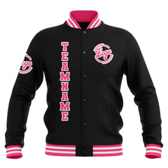 Benutzerdefiniert Schwarz Rosa Weiß Wasserdichte Varsity Jacken Personalisiert genäht Name Nummer Logo zu Letterman Jacken