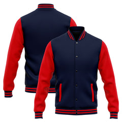 Benutzerdefinierte Varsity-Jacke. Letterman-Jacke für Männer, Frauen und Jugendliche Marine Rot