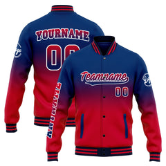 Benutzerdefinierte Verlauf Varsity-Jacke. Letterman-Jacke Marine Rot