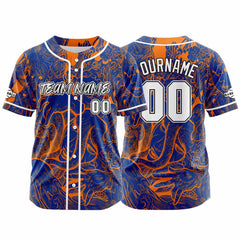 Benutzerdefinierte Baseball Jersey Personalisierte Baseball Shirt genäht und Druck Marine &Orange