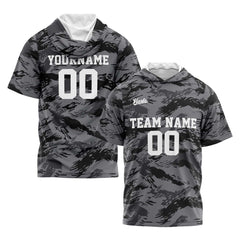 Benutzerdefinierte Grau Kurzarm-Kapuzenpullover für Männer Frauen Hemden mit Kapuzen gedruckt Name Logo