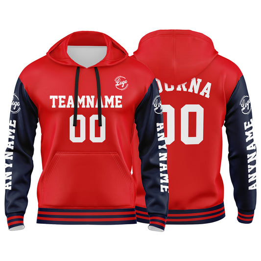 Benutzerdefinierter Marine Rot Hoodie für Mann, Frau, Mädchen, Junge. Drucken Sie Ihr Logo, Ihren Namen und Ihre Nummer