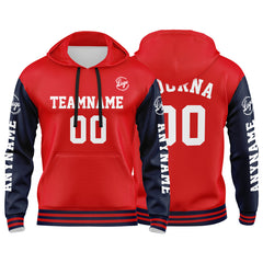 Benutzerdefinierter Marine Rot Hoodie für Mann, Frau, Mädchen, Junge. Drucken Sie Ihr Logo, Ihren Namen und Ihre Nummer