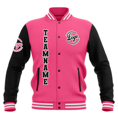 Benutzerdefiniert Schwarz Rosa Weiß Wasserdichte Varsity Jacken Personalisiert genäht Name Nummer Logo zu Letterman Jacken