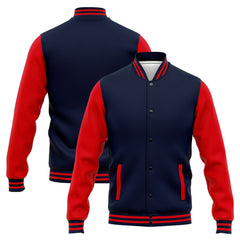 Benutzerdefinierte Varsity-Jacke. Letterman-Jacke für Männer, Frauen und Jugendliche Marine Rot