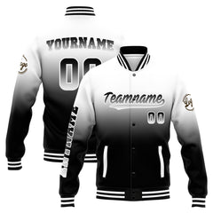 Benutzerdefinierte Verlauf Varsity-Jacke. Letterman-Jacke Weiß Schwarz