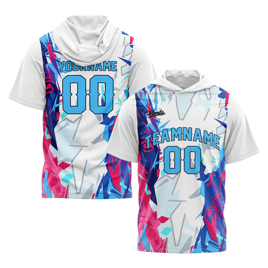 Benutzerdefinierte Weiß Kurzarm-Kapuzenpullover für Männer Frauen Hemden mit Kapuzen gedruckt Name Logo