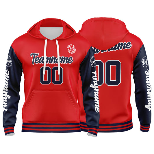 Benutzerdefinierter Marine Rot Hoodie für Mann, Frau, Mädchen, Junge. Drucken Sie Ihr Logo, Ihren Namen und Ihre Nummer