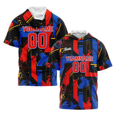 Benutzerdefinierte Rot Königlich Kurzarm-Kapuzenpullover für Männer Frauen Hemden mit Kapuzen gedruckt Name Logo