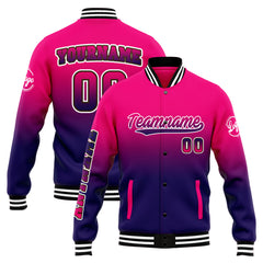 Benutzerdefinierte Verlauf Varsity-Jacke. Letterman-Jacke Rose Dunkelviolett