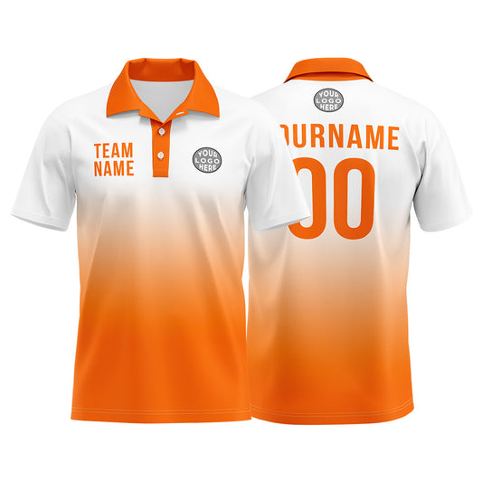 Benutzerdefinierte Weiß Orange Fußball Polo-Shirts Fügen Sie Ihr Einzigartiges hinzu Logo/Name/Nummer