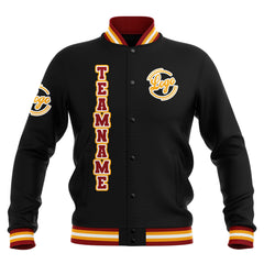 Benutzerdefiniert Schwarz Rot Gelb Wasserdichte Varsity Jacken Personalisiert genäht Name Nummer Logo zu Letterman Jacken