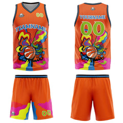 Benutzerdefinierter Orange Basketball Jersey Uniform Anzug gedruckt Ihr Logo Name Nummer