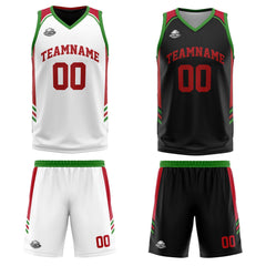 Benutzerdefinierte Rot Grün Reversible Basketball Jersey Personalisierte Print Name Nummer Logo