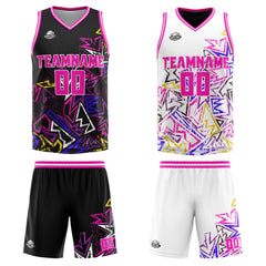 Benutzerdefinierte Rosa Reversible Basketball Jersey Personalisierte Print Name Nummer Logo