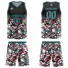 Benutzerdefinierter Schwarz Rot Grün Basketball Jersey Uniform Anzug gedruckt Ihr Logo Name Nummer