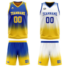 Benutzerdefinierte Royal Gelb Reversible Basketball Jersey Personalisierte Print Name Nummer Logo