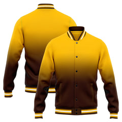 Benutzerdefinierte Verlauf Varsity-Jacke. Letterman-Jacke Gelb braun