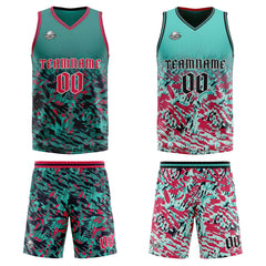 Benutzerdefinierte Grün Rot Reversible Basketball Jersey Personalisierte Print Name Nummer Logo