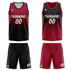 Benutzerdefinierte Reversible Basketball Jersey Personalisierte Print Name Nummer Logo Flaw-Rot&Schwarz