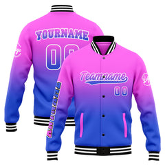 Benutzerdefinierte Verlauf Varsity-Jacke. Letterman-Jacke Rosa Blau