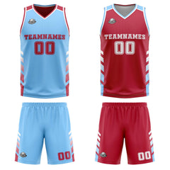 Benutzerdefinierte Hellblau Weiß Reversible Basketball Jersey Personalisierte Print Name Nummer Logo