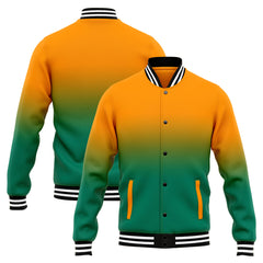 Benutzerdefinierte Verlauf Varsity-Jacke. Letterman-Jacke Orange Grün