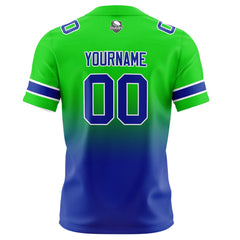 Benutzerdefinierte Grün Blau Gradient Fußball Trikots Personalisierter Name Nummer Logo