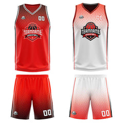 Benutzerdefinierte Rot Schwarz Weiß Reversible Basketball Jersey Personalisierte Print Name Nummer Logo
