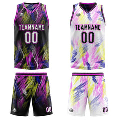 Benutzerdefinierte schwarz rosa Reversible Basketball Jersey Personalisierte Print Name Nummer Logo