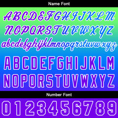 Benutzerdefinierter Verlauf Hoodie für Mann, Frau, Mädchen, Junge. Drucken Sie Ihr Logo, Ihren Namen und Ihre Nummer Grün Blau Lila