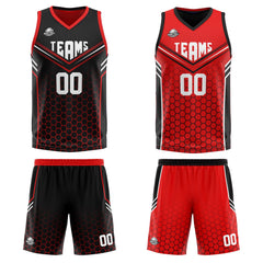 Benutzerdefinierte Schwarz Rot Reversible Basketball Jersey Personalisierte Print Name Nummer Logo
