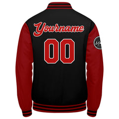 Benutzerdefinierte Verlauf Varsity-Jacke. Letterman-Jacke Rot Schwarz