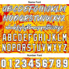 Benutzerdefinierte Baseball Jersey Personalisierte Baseball Shirt genäht und Druck Gelb&Rot