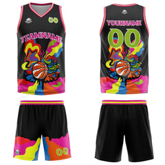 Benutzerdefinierter Schwarz Basketball Jersey Uniform Anzug gedruckt Ihr Logo Name Nummer