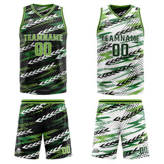 Benutzerdefinierte Schwarz Dunkelgrün Reversible Basketball Jersey Personalisierte Print Name Nummer Logo