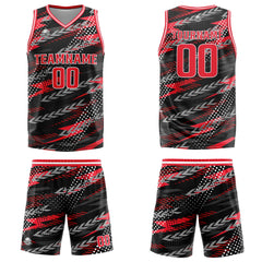 Benutzerdefinierter Schwarz Rot Basketball Jersey Uniform Anzug gedruckt Ihr Logo Name Nummer