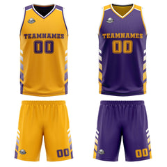 Benutzerdefinierte Orange Violett Weiß Reversible Basketball Jersey Personalisierte Print Name Nummer Logo