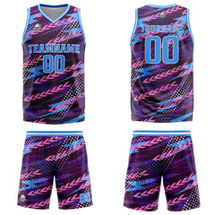 Benutzerdefinierter Rosa Blau Basketball Jersey Uniform Anzug gedruckt Ihr Logo Name Nummer
