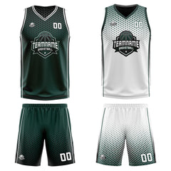 Benutzerdefinierte Olivengrün Weiß Schwarz Reversible Basketball Jersey Personalisierte Print Name Nummer Logo