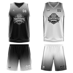 Benutzerdefinierte Reversible Basketball Jersey Personalisierte Print Name Nummer Logo Schwarz-Weiß