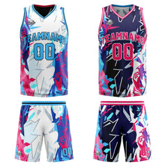 Benutzerdefinierte Hellblau Reversible Basketball Jersey Personalisierte Print Name Nummer Logo