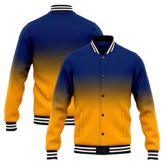 Benutzerdefinierte Verlauf Varsity-Jacke. Letterman-Jacke Marine Orange